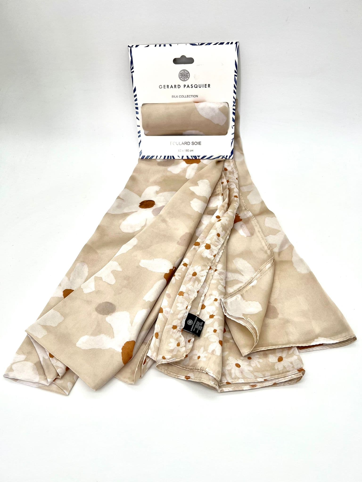 Foulard 100% Soie 90x180cm GERARD PASQUIER beige