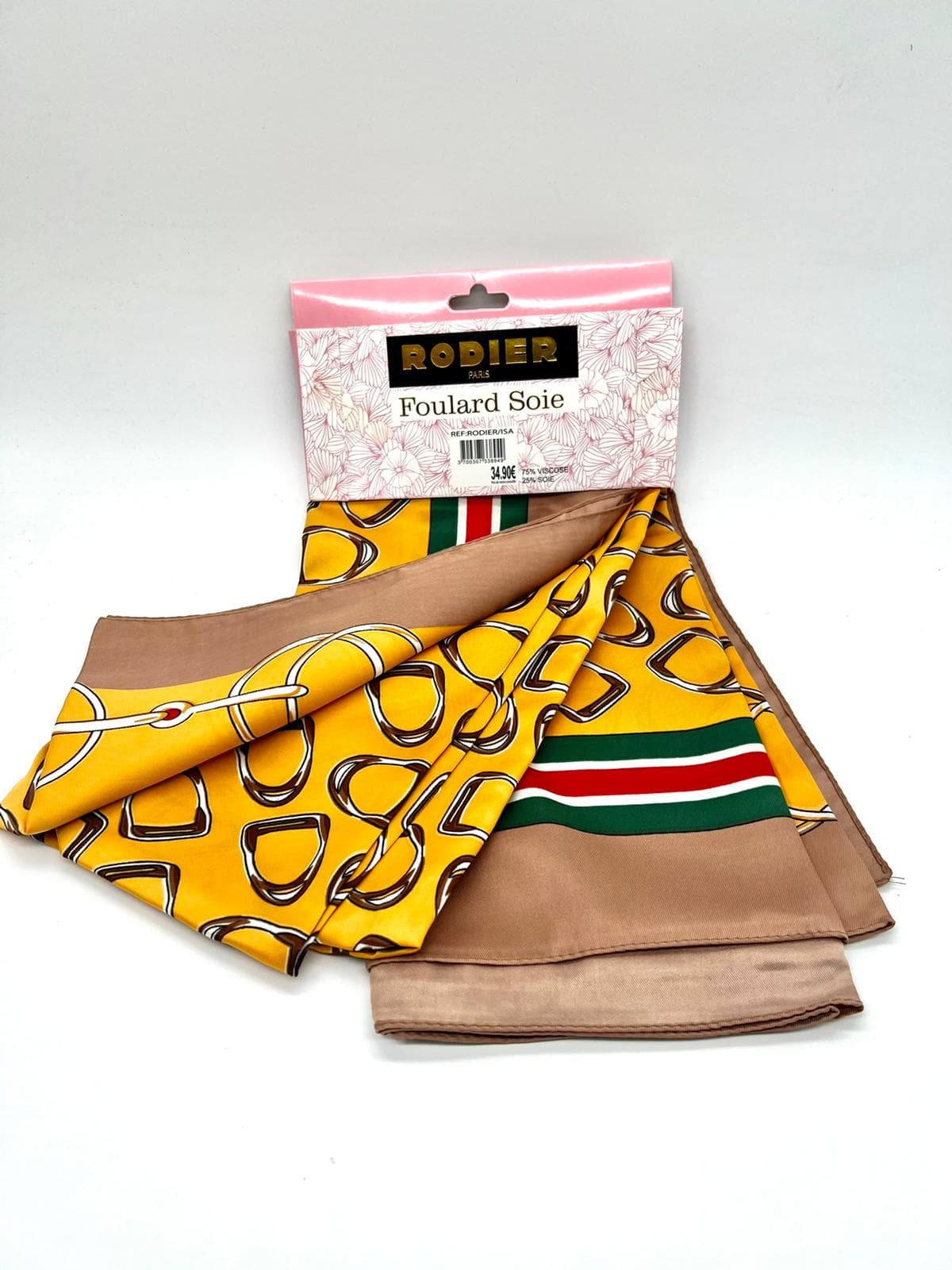 Foulard en Soie-Viscose 132x132cm RODIER jaune